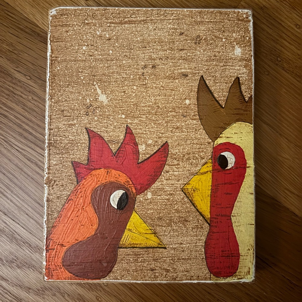 chicken painting wood canvas doug smith